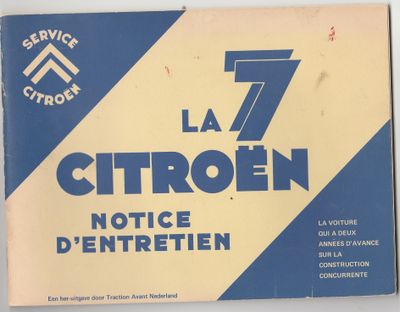 La  7 Citroën Notice d'entretien