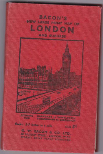 Bacon's new large print map of London and suburbs