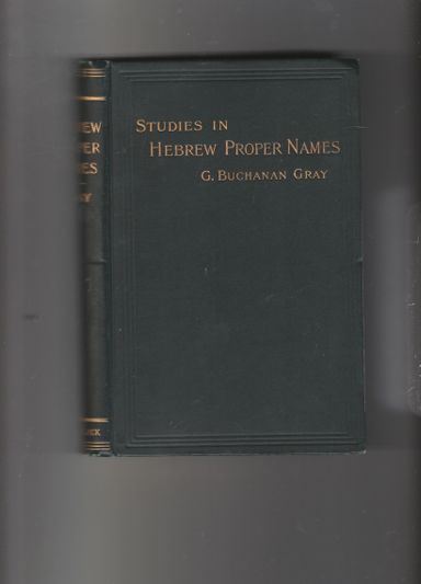 Studies in Hebrew Proper Names