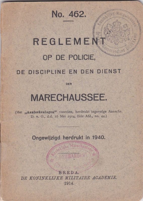 Reglement op de policie,de discipline en den dienst der Marechaussee